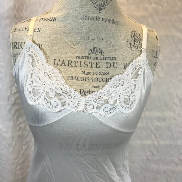 Vintage Lace Polyester Slip Dress White 34/12 - Picture 2 of 6